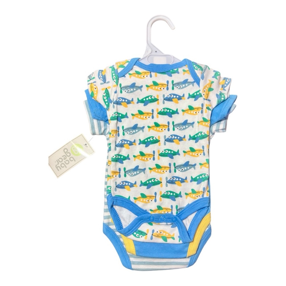 BABY GEAR 3 Pk Cotton Short Sleeve One-Piece Bodysuits - Picture 2 of 7